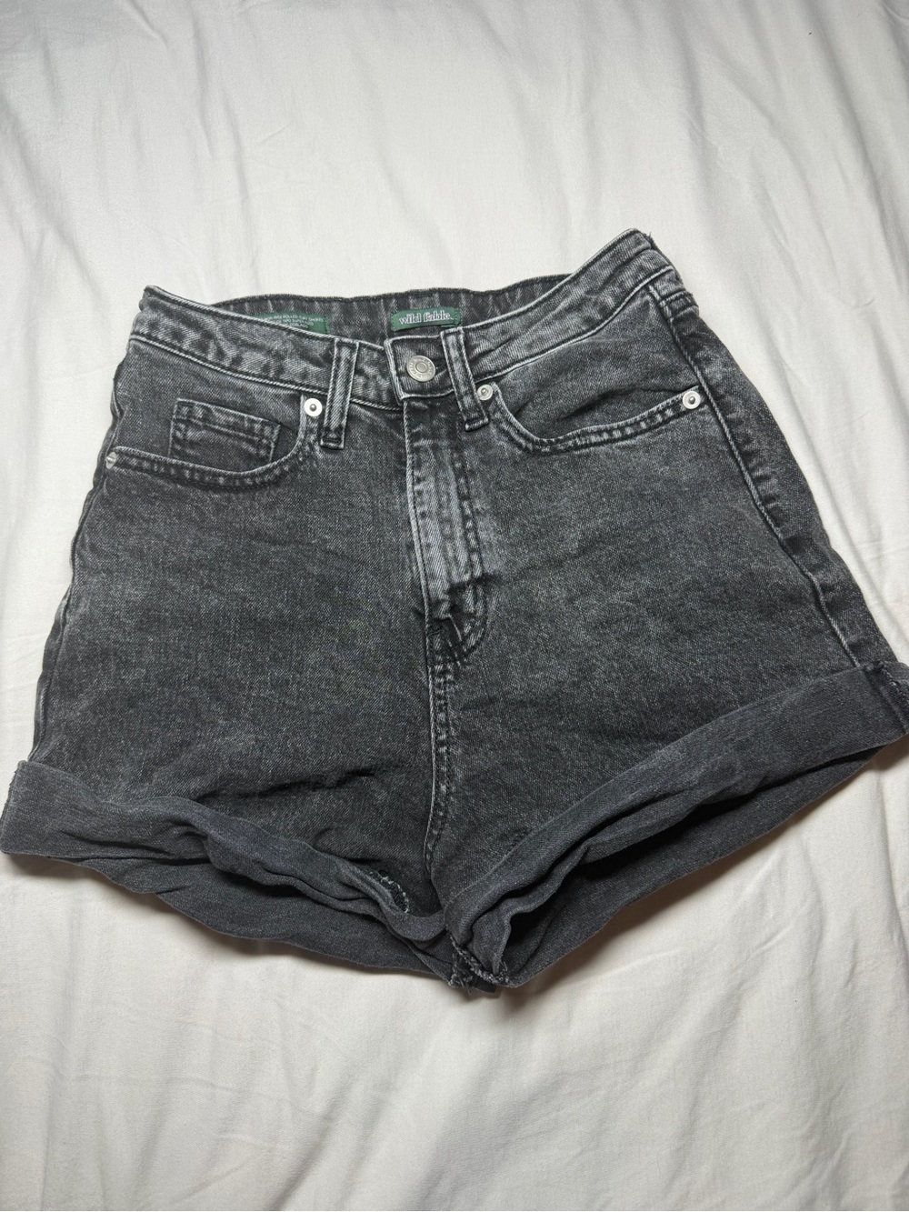 wild fable Black Washed High-Rise Denim Shorts